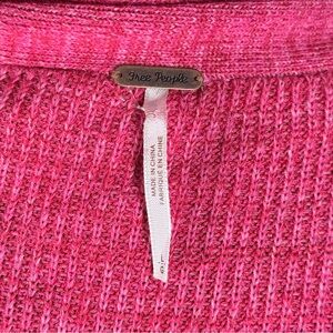 Free People Hot Pink Ribbed Knit Crew Sweater